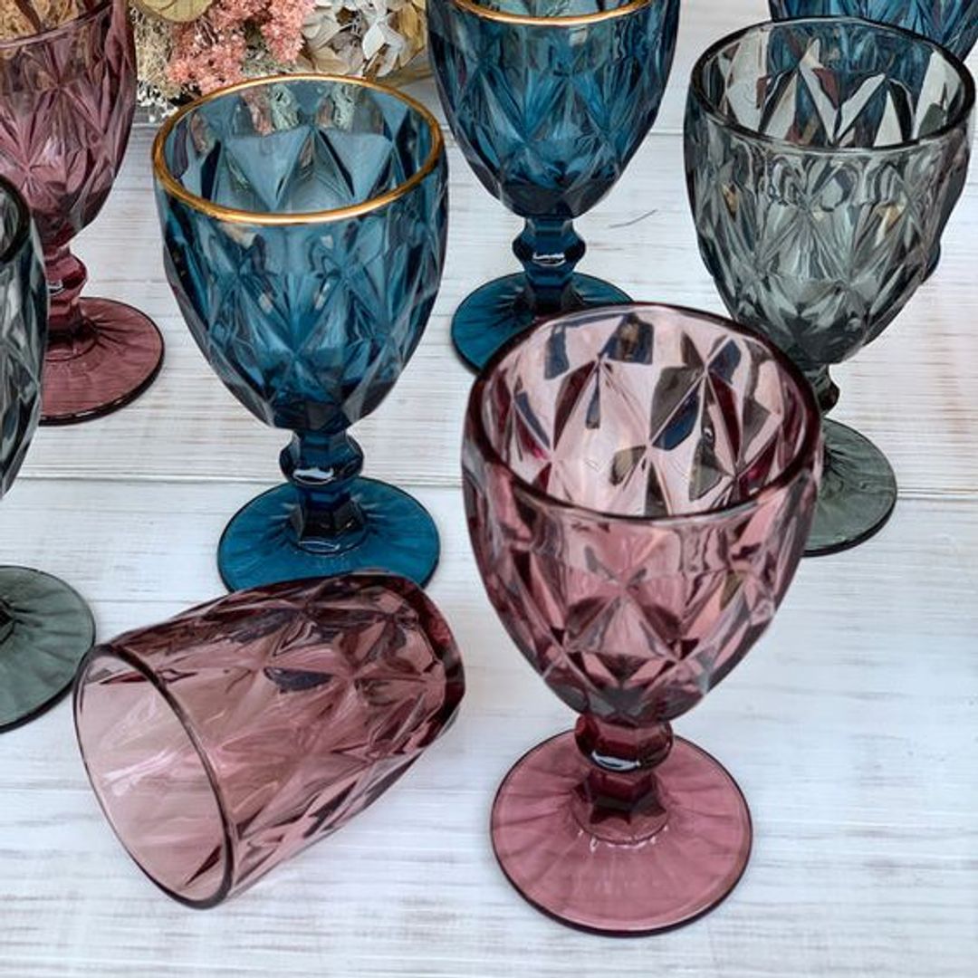 Copa ROMBO GRANDE Azul Filo Dorado