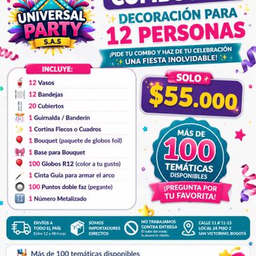 Imagen del producto COMBO # 2 DECORACION 12 PERSONAS 