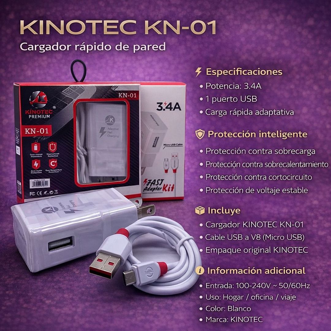 Cargador Kinotec KN-01 V8