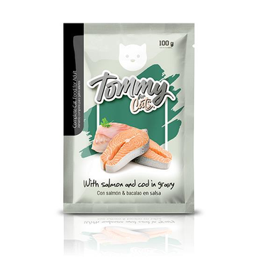 Imagen del producto POUCHER TOMMY GATO SALMON BACALAO*100G