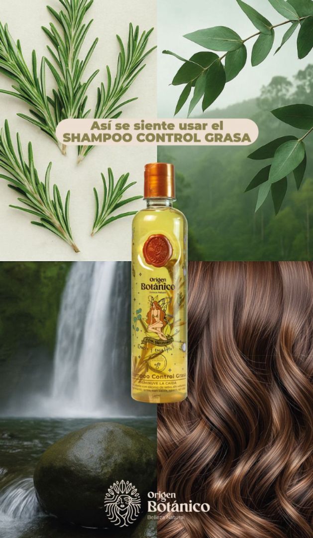 Origen Botanico Shampoo Ritual Control Grasa de Romero y Eucalipto 