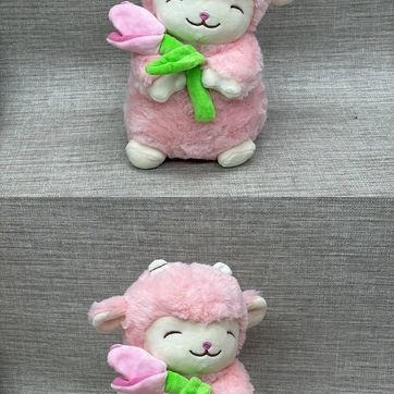 Imagen del producto CORDERO CON TULIPÁN ROSA 20 CM