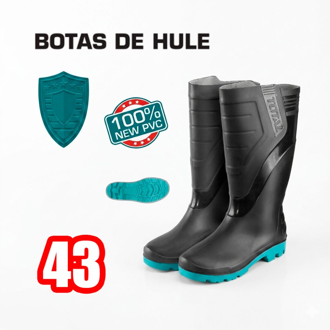 BOTAS DE HULE TALLA N° 43    COLOR NEGRO