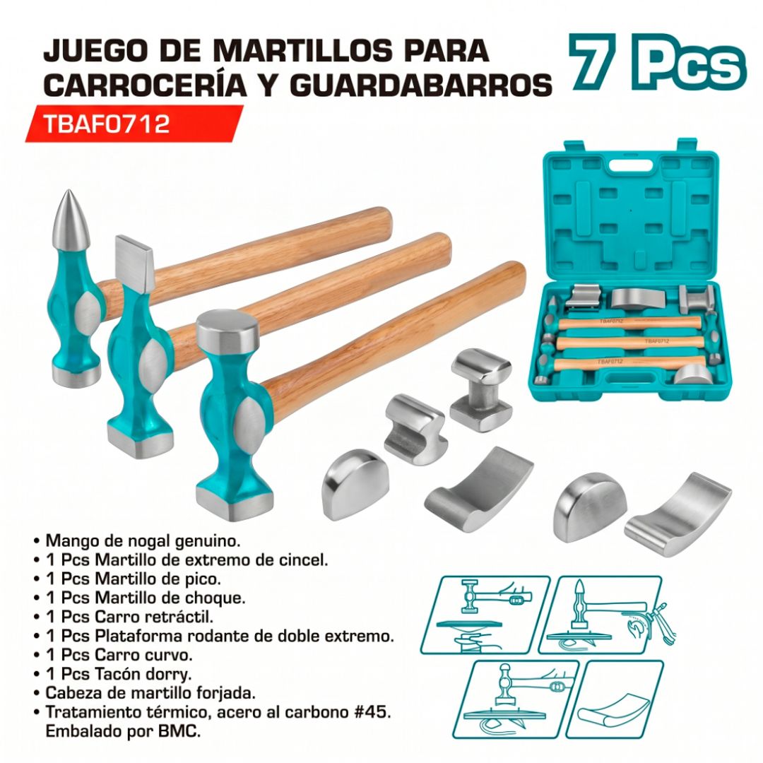 MARTILLO LATONERO MADERA SET 7 PIEZAS 