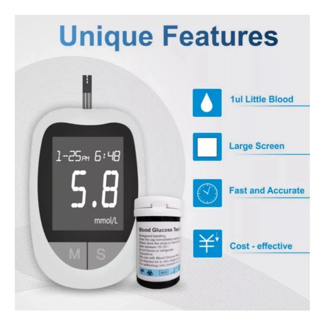 GLUCOMETRO MEDIDOR SANGRE DIGITAL X50 LANCETAS Y TIRILLAS 
