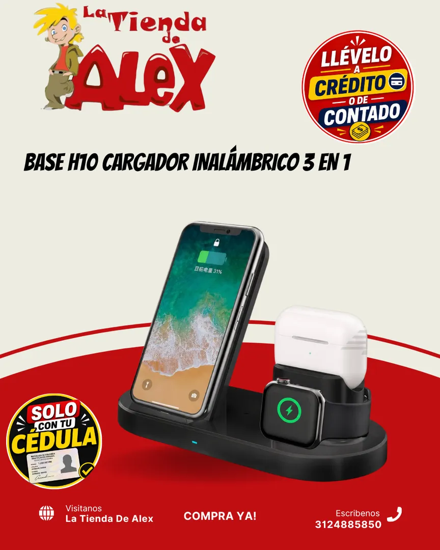 BASE H10 CARGADOR INALÁMBRICO 3 EN 1