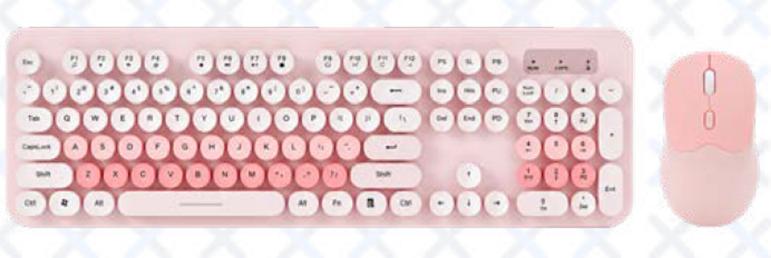 COMBO MOUSE Y TECLADO TECLAS REDONDA ROSA INALÁMBRICO 2.4H QW09