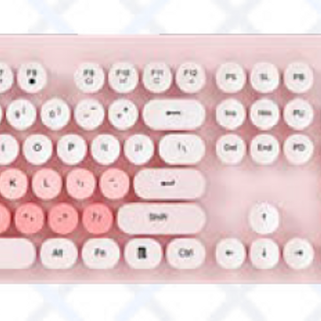Imagen del producto COMBO MOUSE Y TECLADO TECLAS REDONDA ROSA INALÁMBRICO 2.4H QW09
