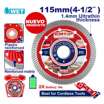 EMTOP DISCO 4-1/2 DIAMANTADO ULTRAFINO PARA MARMOL/PORCELA NATO/CERAMICA/ CONCRETO - imagen 1
