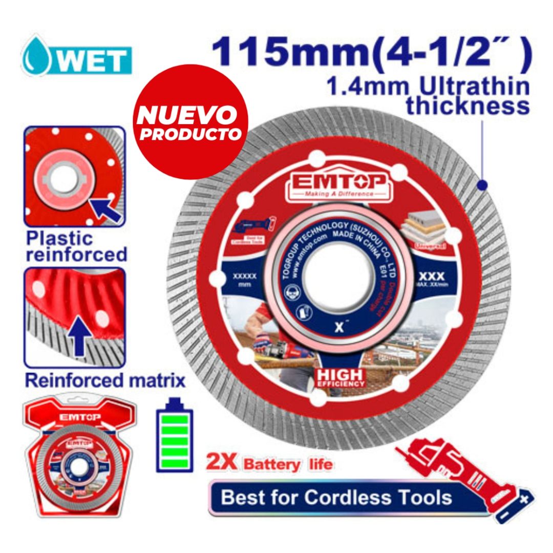 EMTOP DISCO 4-1/2 DIAMANTADO ULTRAFINO PARA MARMOL/PORCELA NATO/CERAMICA/ CONCRETO