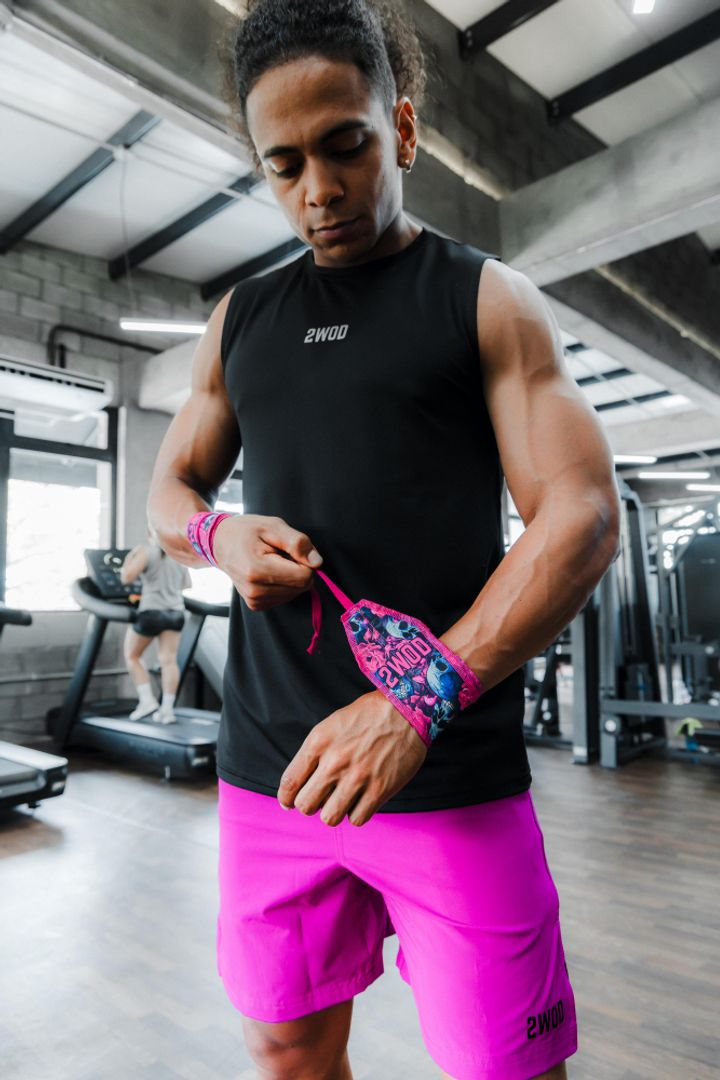  MUÑEQUERAS FIJAS SKULL FUCSIA 