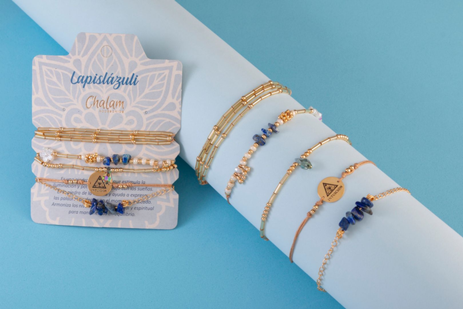 Juego de Pulseras Piedras Naturales: Lapislazuli