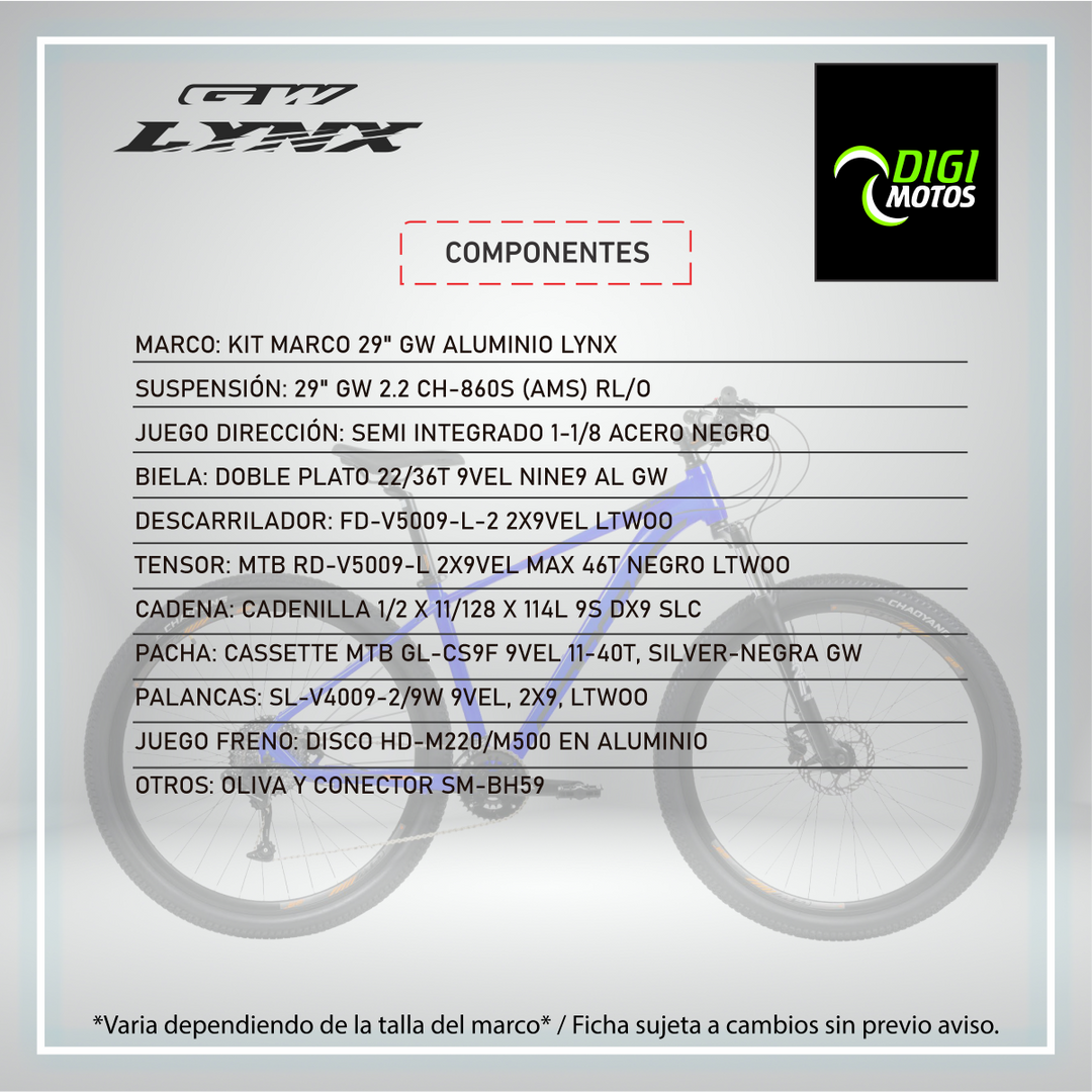 LINX 9 VELOCIDADES FRENO HIDRAULICO