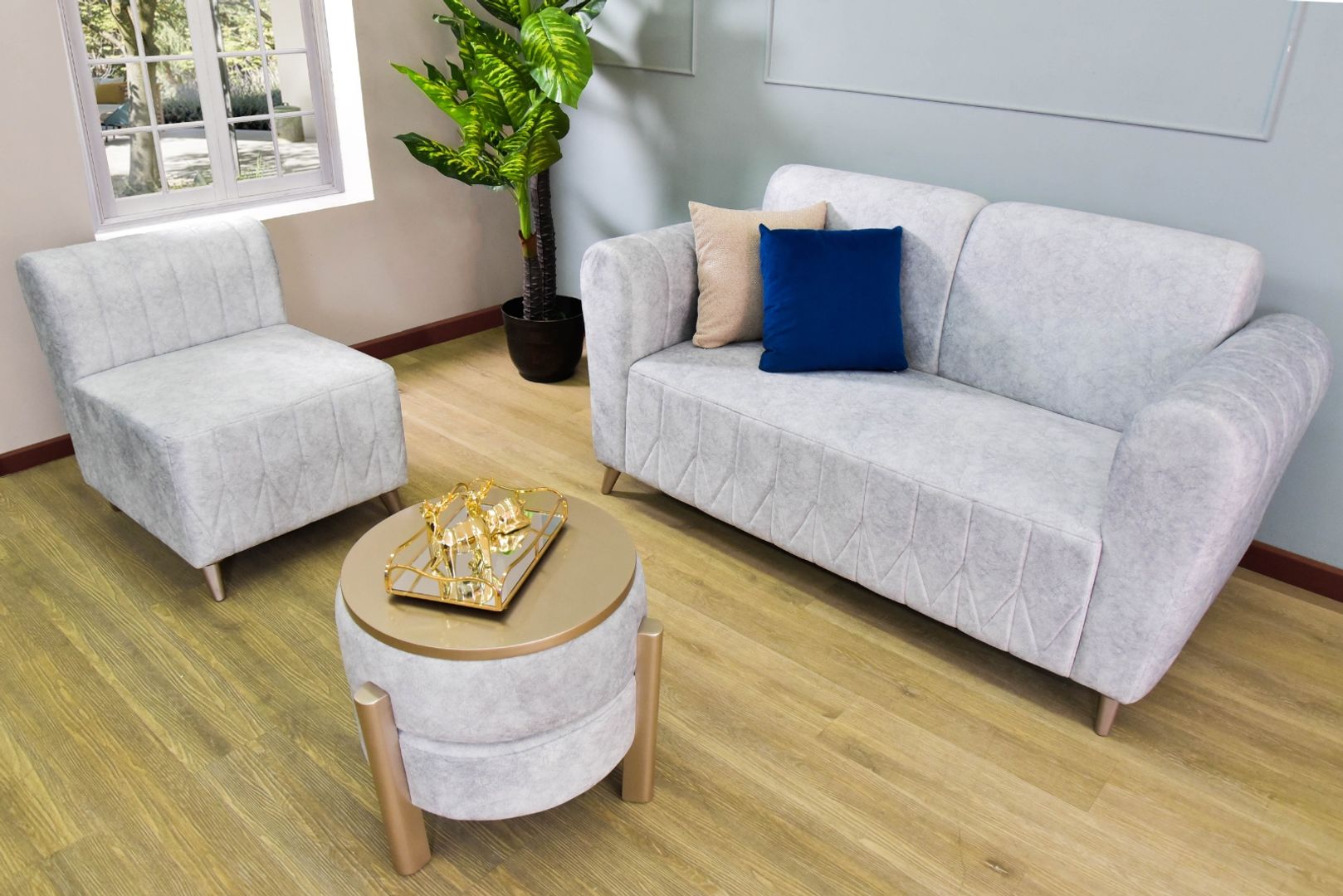 SALA ALICANTE CHAMPAÑA MESA PUFF TAPIZ GRIS	