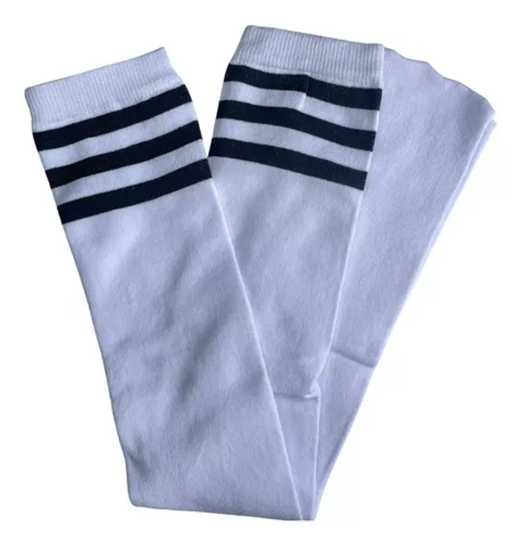 MEDIA BUCANERA BLANCA CON TRIPLE RAYA NEGRA.