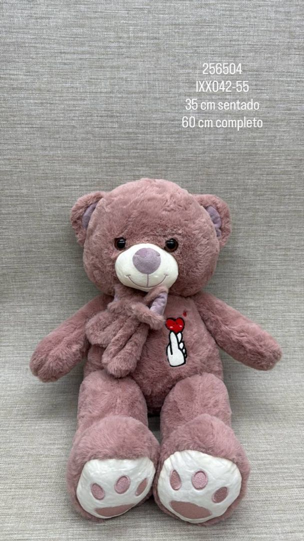 OSO PATAS LARGAS MOÑO CORAZÓN 60 CM