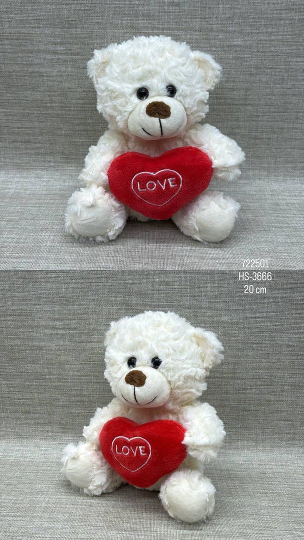 OSO CHURCO CON CORAZÓN ROJO 20 CM