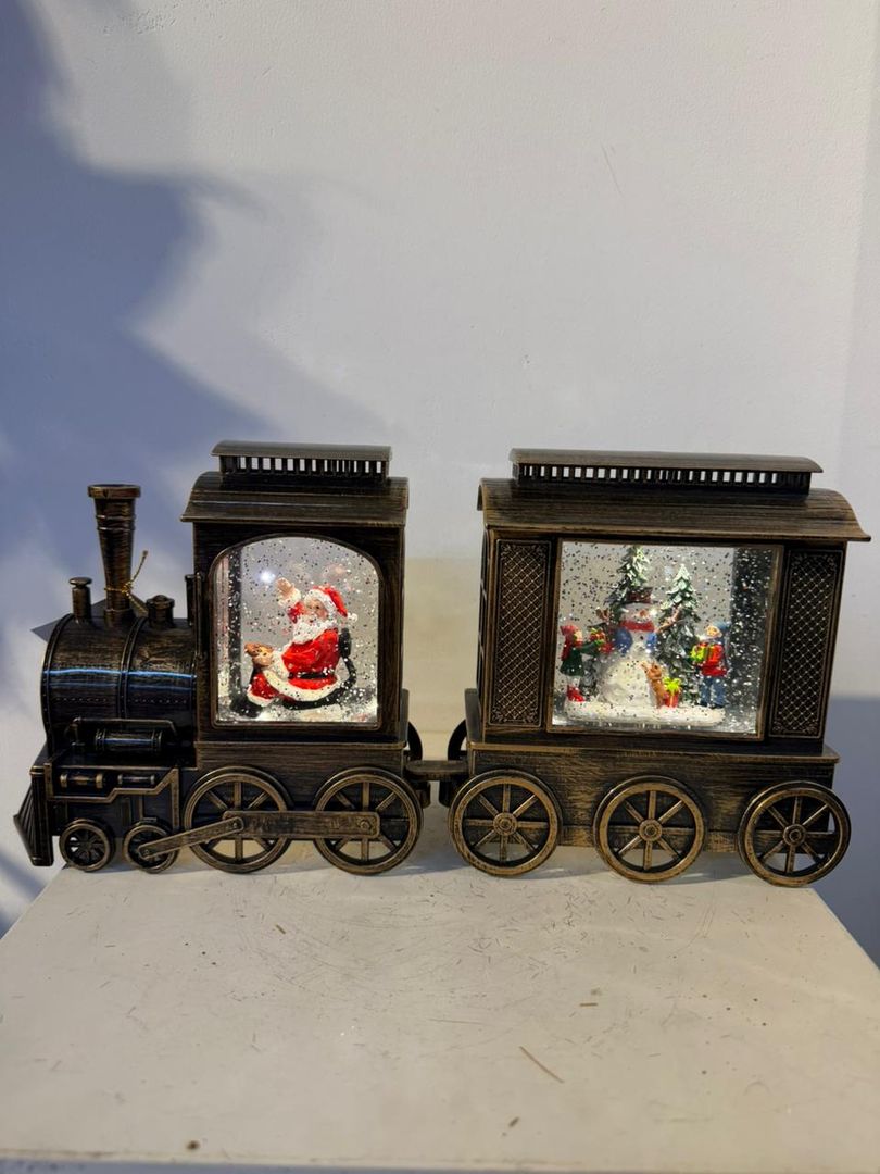 TREN DOS VAGONES MUSICALES CON LUZ Y SIMULACION DE NIEVE