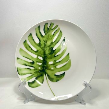 PLATO POSTRE HOJA VERDE - imagen 1