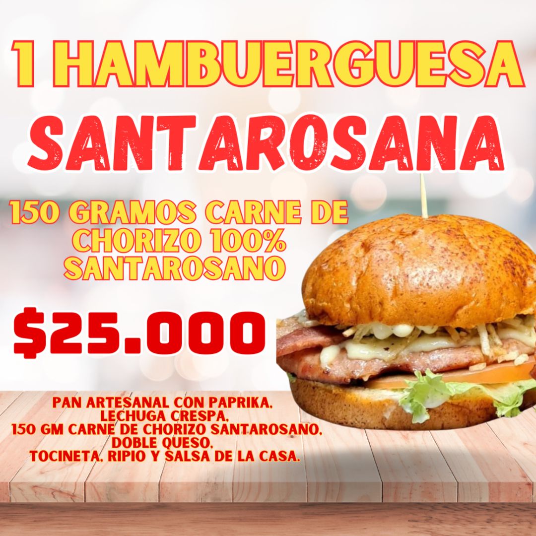 Hamburguesa Santarosana (Carne de Chorizo)