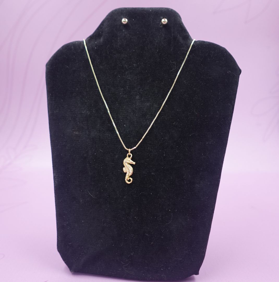 CADENA CABALLITO DE MAR + ARETA