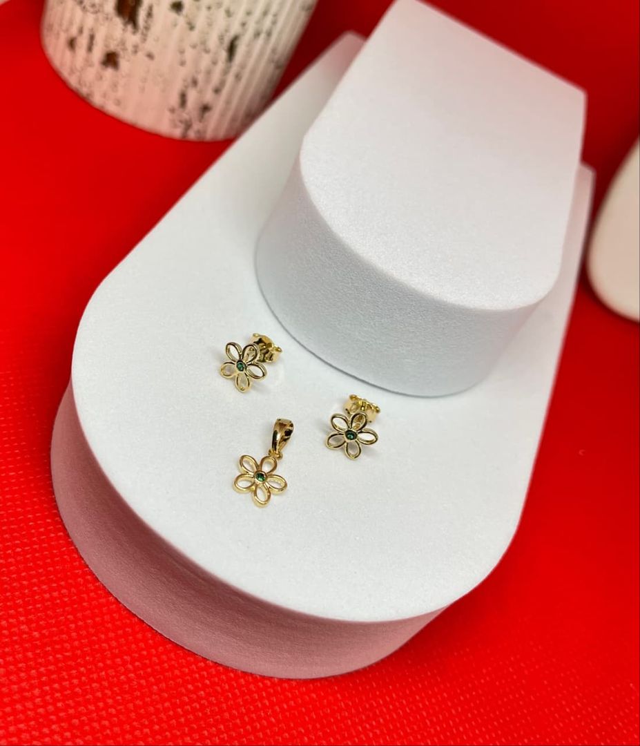 Conjunto flower silueta cristal verde