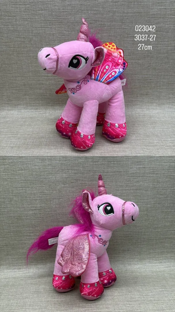 UNICORNIO ROSA CON FUCSIA 27 CM