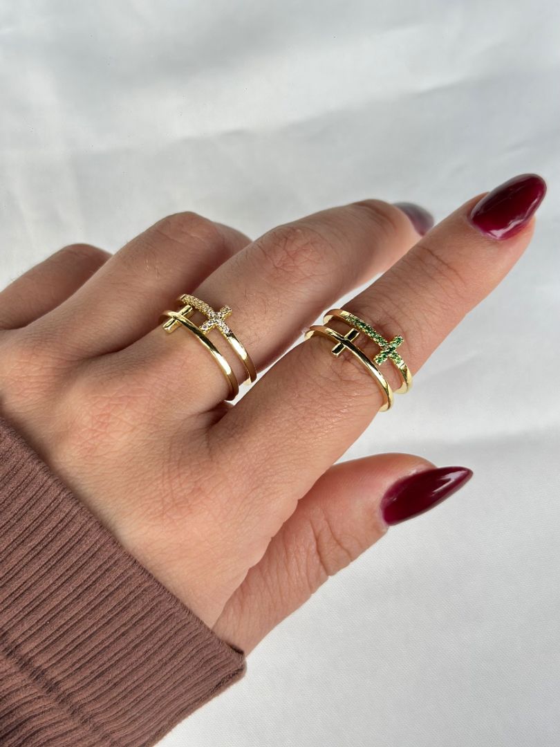 Anillo cruz doble 