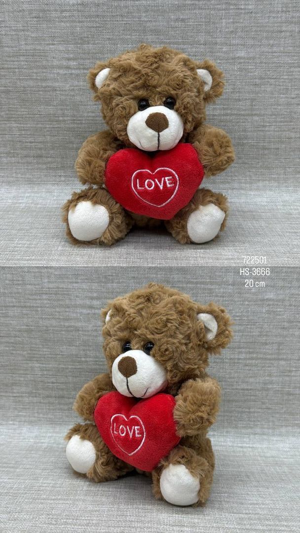 OSO CHURCO CON CORAZÓN ROJO 20 CM