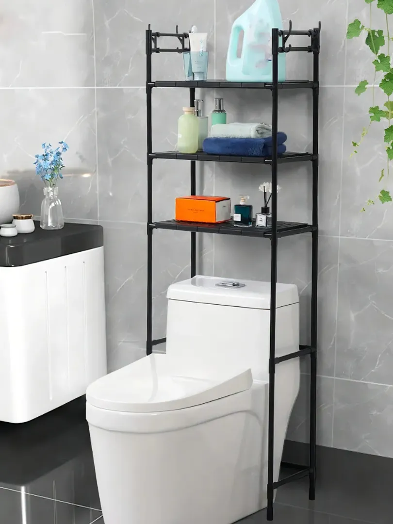 ORGANIZADOR DE BAÑO PLASTICO NEGRO ONE PIXEL 3 ESTANTES AHORRADOR ESPACIOS