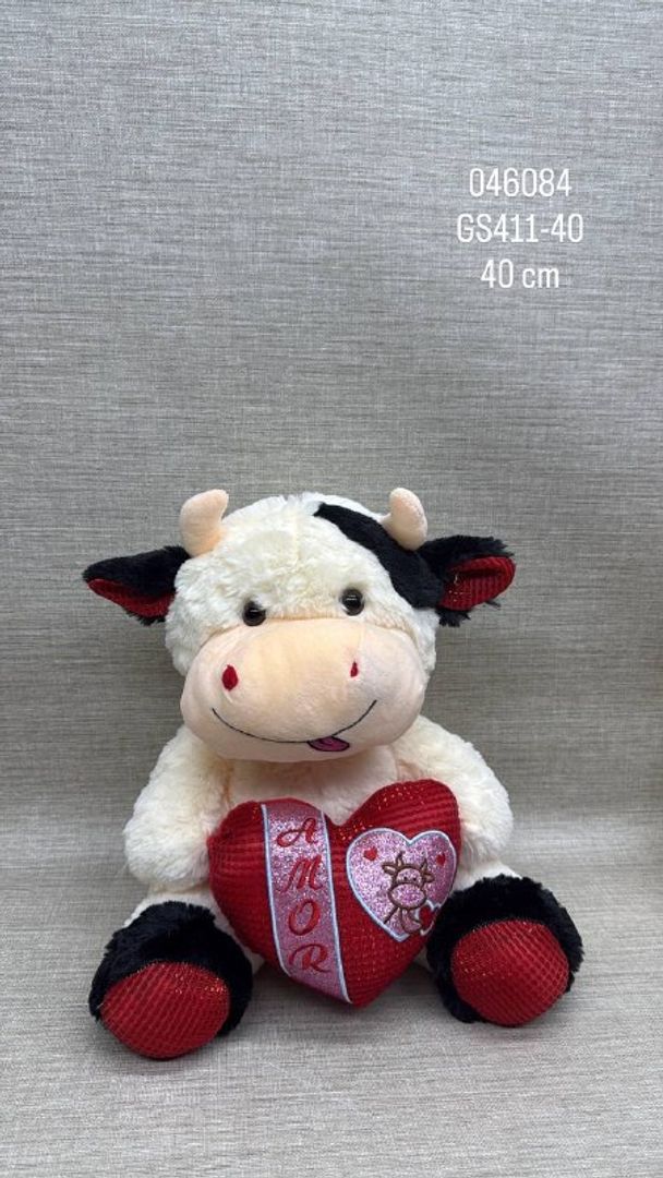 VACA CON CORAZÓN ROJA 40 CM
