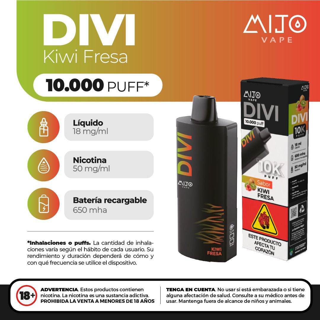 Mijo Divi Kiwi Fresa 10.000 Puffs