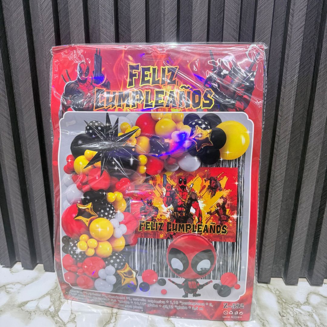ARCO DE GLOBOS DEADPOOL  INCLUYE FONDO