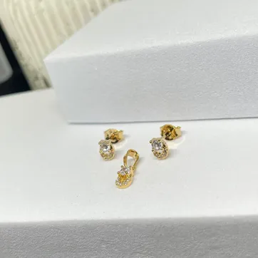 Set conjunto circon ovalo cristal  - imagen 1