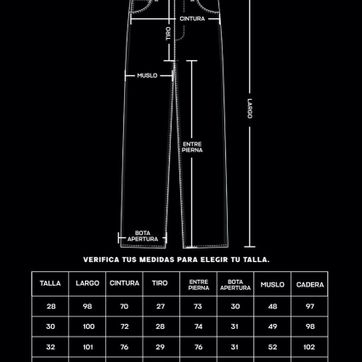 Imagen del producto TABLA DE MEDIDAS JEANS SKINNY