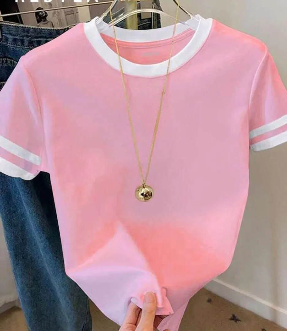 CAMISETA MANGA Y CUELLO COLOR