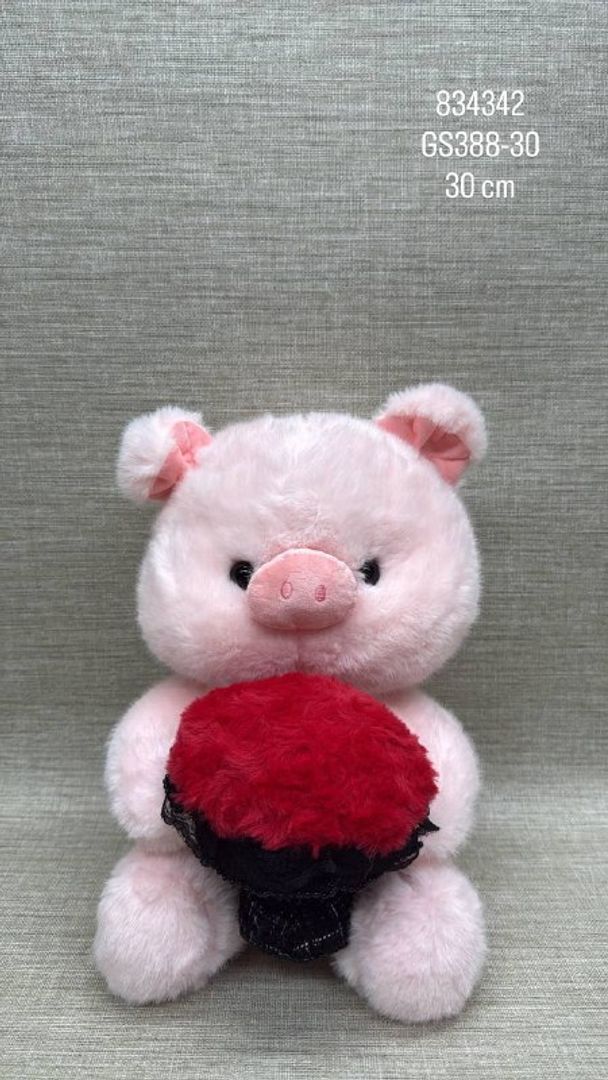 CERDITA CON RAMO DE ROSAS DE 30 CM 