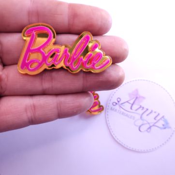 Acrílico 5x2.8cm Barbie Dorado y fucsia  - imagen 1