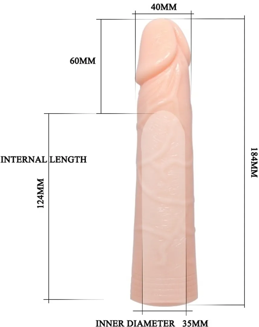 ESTIMULADOR EXTENSOR FUNDA PARA PENE REALISTA MASCULINO SEX
