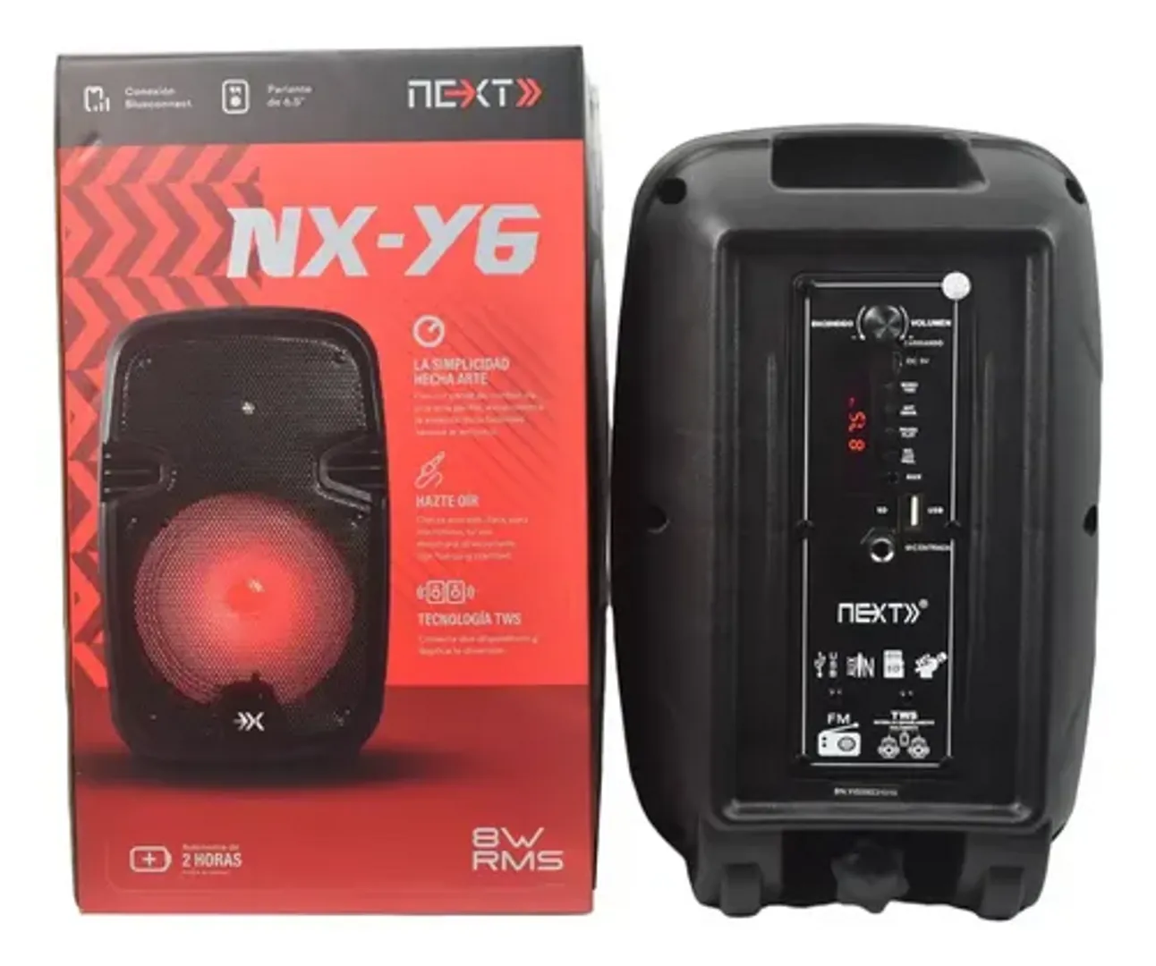 CABINA PARLANTE RECARGABLE 6.5 PULGADAS LUCES LED NX-Y6
