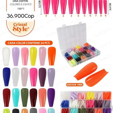 Imagen del producto Uñas Press On Coffin Multicolor × 576Pcs