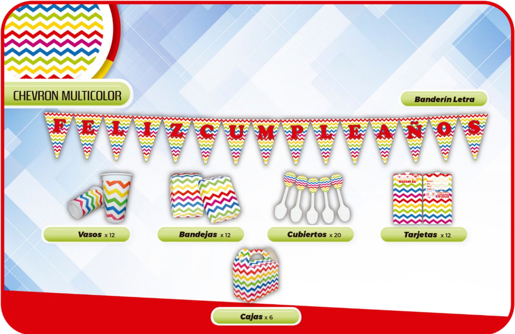DECORACIÓN CHEVRON COLORES FONDO BLANCO 