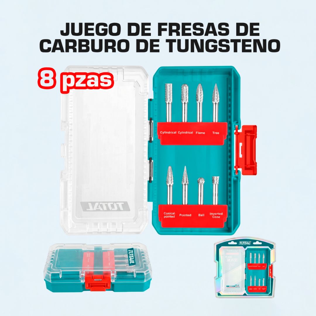 JUEGO DE FRESAS DE CARBURO DE TUNGSTENO  8 PIEZAS