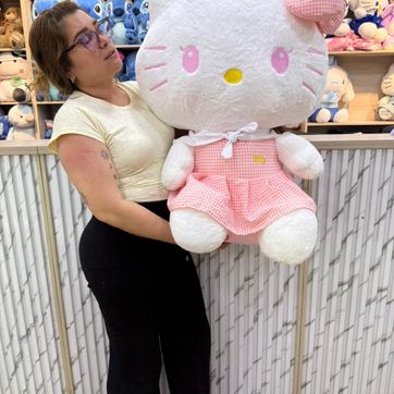 PELUCHE KITTY GRANDE VESTIDO CUADROS 80cm - imagen 1