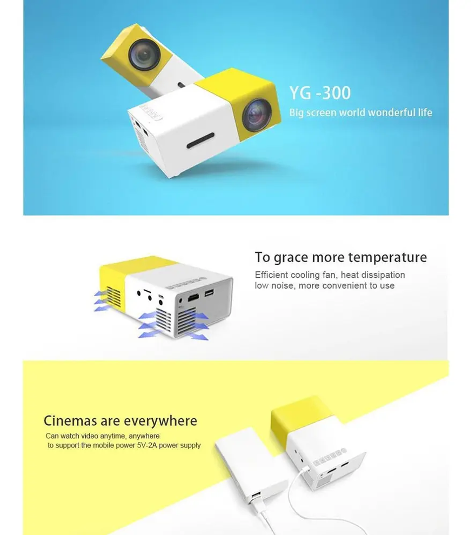 MINI PROYECTOR LED VIDEO YG300 PORTATIL