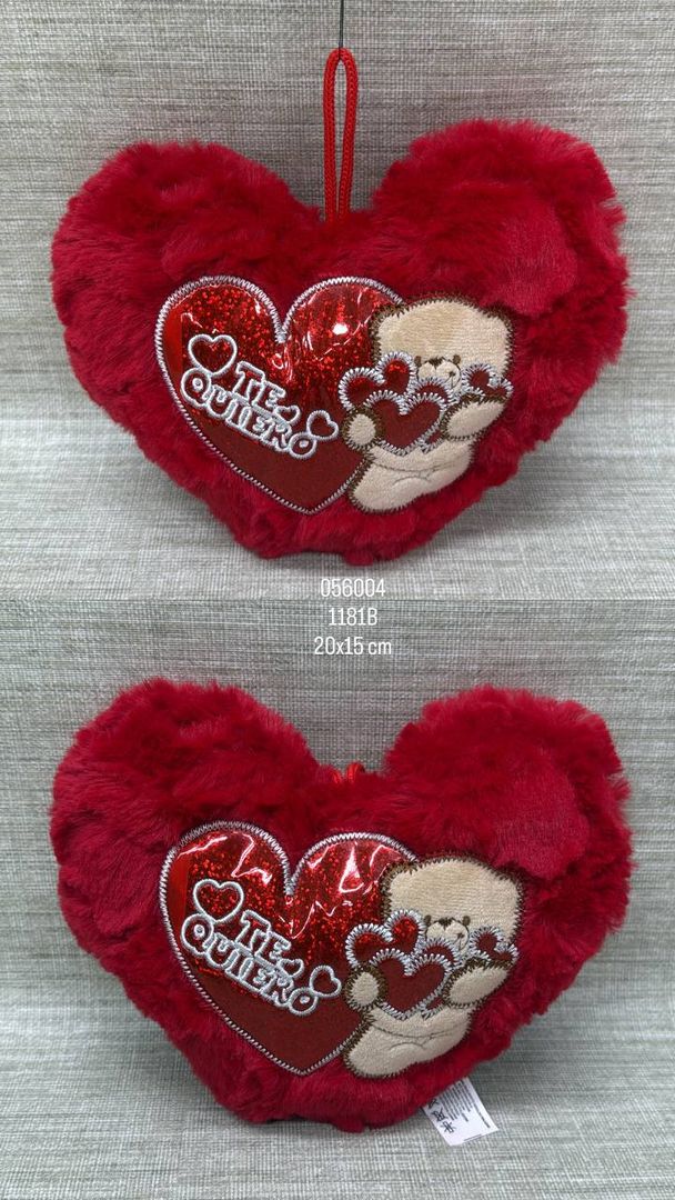 COJIN DE CORAZON SURTIDO 20 X 15 CM