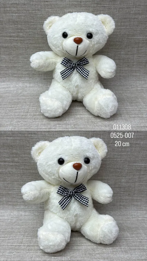OSO BLANCO CON CORBATA DE CUADROS 20 CM