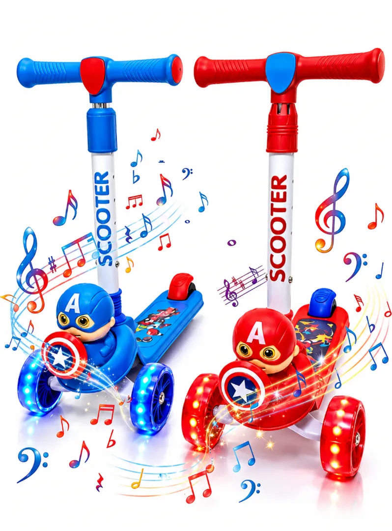 PATINETA MONOPATIN DE CAPITAN AMERICA CON LUCES Y SONIDO