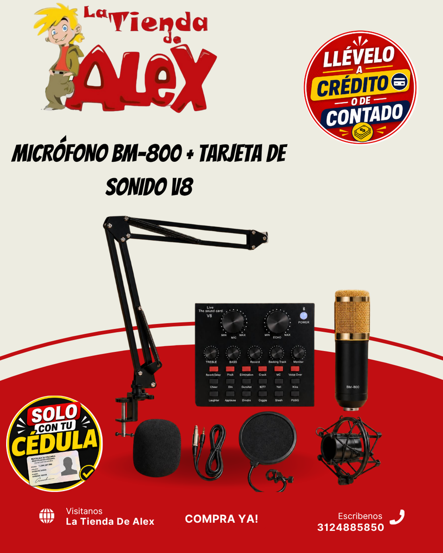 MICRÓFONO BM-800 + TARJETA DE SONIDO V8