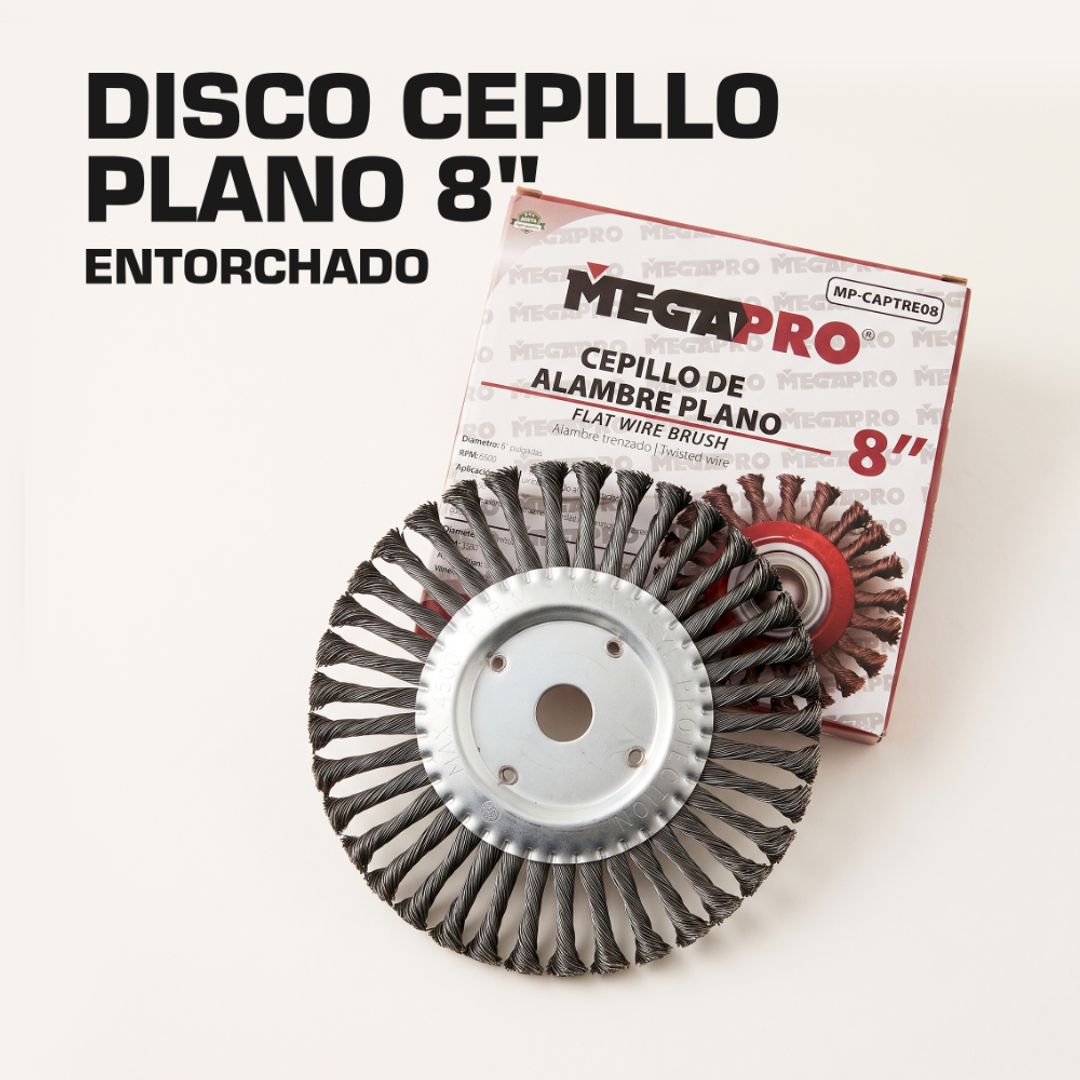DISCO CEPILLO PLANO 8" ENTORCHADO 